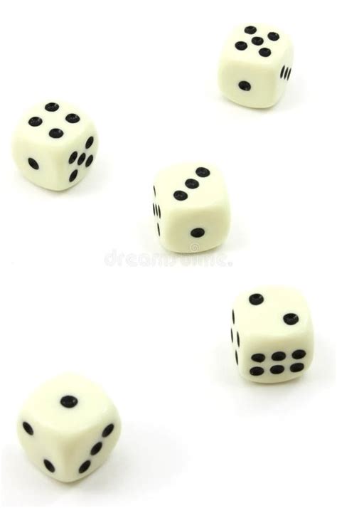 Five White Dice, One To Five Stock Photo - Image of profit, chance: 12850748