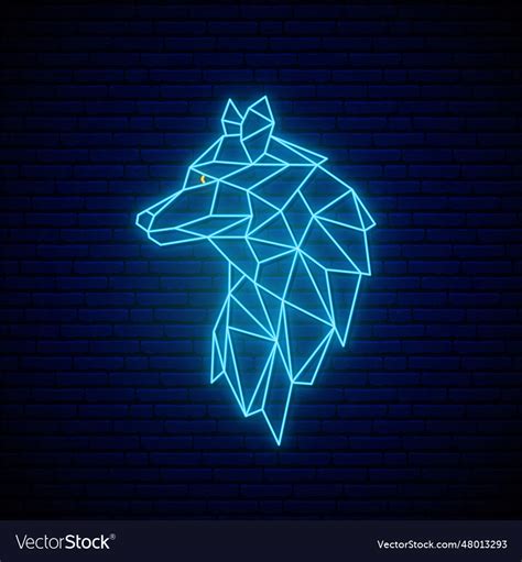 Neon wolf sign glowing blue emblem Royalty Free Vector Image