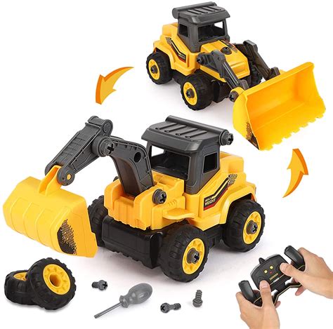 Construction Trucks for Boys - 2 in 1 RC Construction Vehicles - Take Apart Construction Toys ...