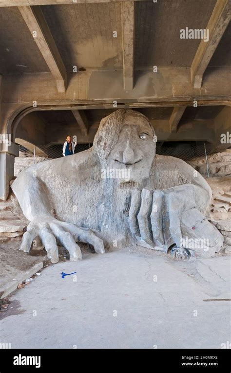 The Fremont Troll sculpture under the Aurora Bridge in Fremont, Washington Stock Photo - Alamy