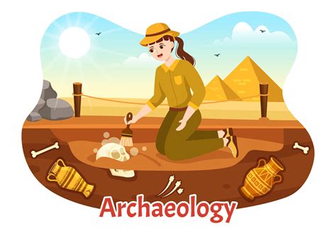 Archeology Illustration with Archaeological Excavation of ancient Ruins ...