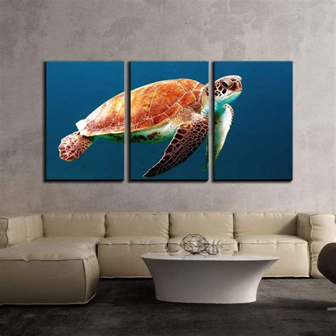 Wall26 3 Piece Canvas Wall Art - Sea Turtle Swiming under the Ocean - Modern Home Decor ...