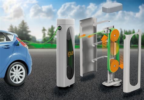 Cable retraction system for electric vehicle at charging station | igus