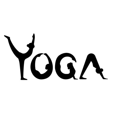 international yoga day. silhouette yoga body posture font. Women practicing yoga. vector ...