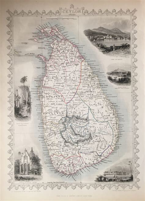 Antique Map Ceylon by Tallis (c.1850) - SOLD