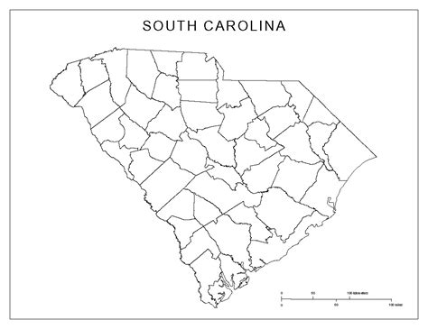 South Carolina Map Outline Printable