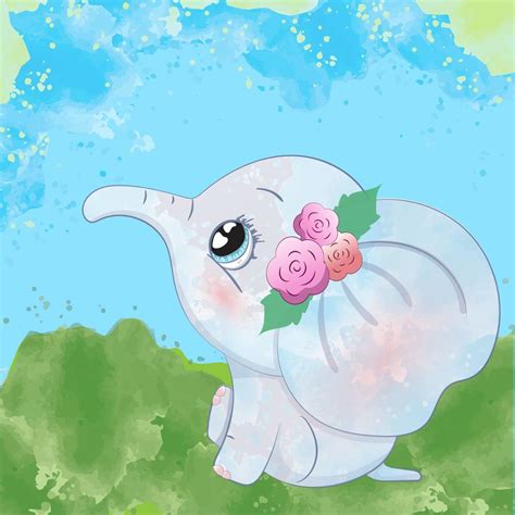 Cute baby elephant 486204 Vector Art at Vecteezy