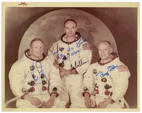 Lot Detail - Apollo 11 Crew-Signed 10'' x 8'' Photo -- Original Red Number NASA Photo With ''A ...