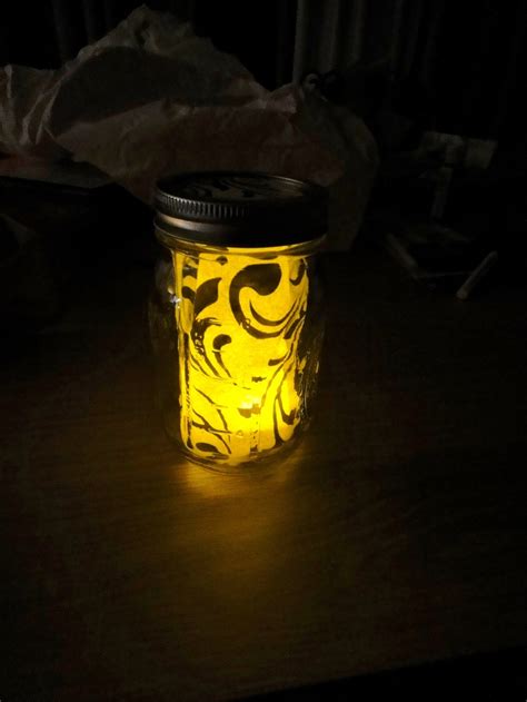 Mason jar lantern - mason jar, tissue paper matching even theme, battery-operated candle, took ...