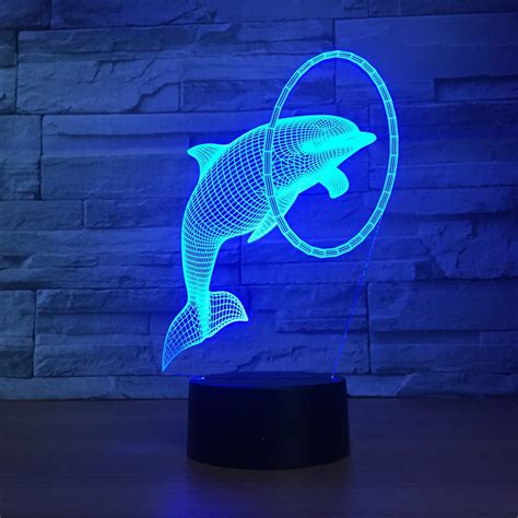 Acrylic 3D Night Light LED Dolphins Lamp uminaria Lampe Fish Animal USB Table Desk 3d Lamp Light ...