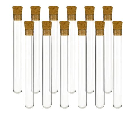 12PK Test Tubes with Cork Stoppers, 25mL, 18x150mm - Borosilicate Glas ...