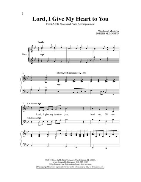 Joseph M. Martin "Lord, I Give My Heart To You" Sheet Music Notes | Download Printable PDF Score ...