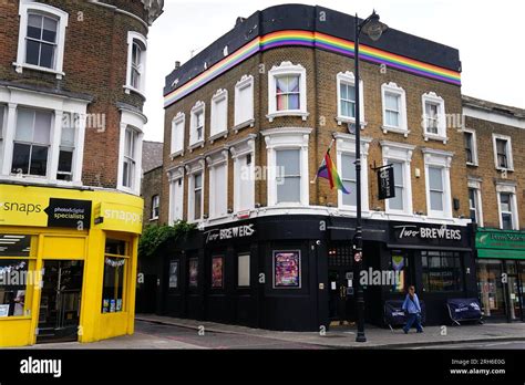 The scene outside the Two Brewers in Clapham High Street, south London, after two men were taken ...