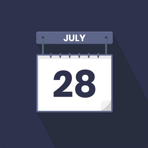 28th July calendar icon. July 28 calendar Date Month icon vector ...