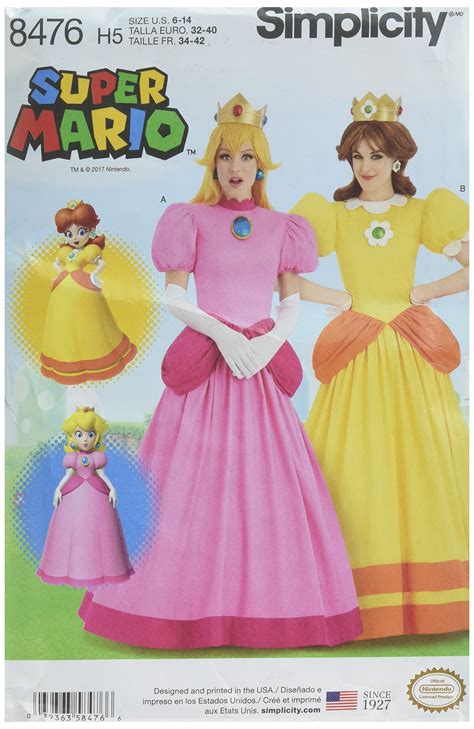 Buy Simplicity Women's Nintendo Super Mario Princess Peach and Princess Daisy Costume Sewing ...