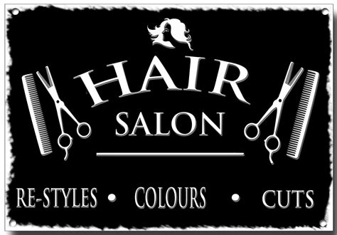 HAIR SALON METAL SIGN,RE-STYLES,COLOURS,CUTS, SIGNAGE, HAIR CUTS, SHOP,SCISSORS | eBay