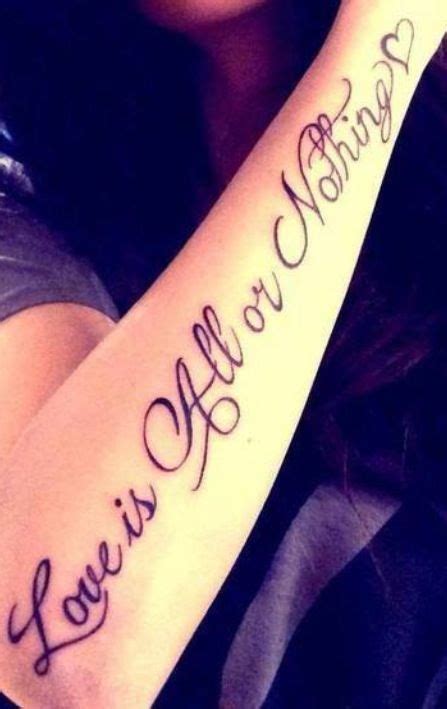 Love is All or Nothing | Tattoo lettering design, Trendy tattoos ...