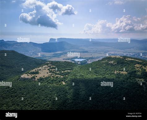 Aerial view mountains and sea from drone Stock Photo - Alamy