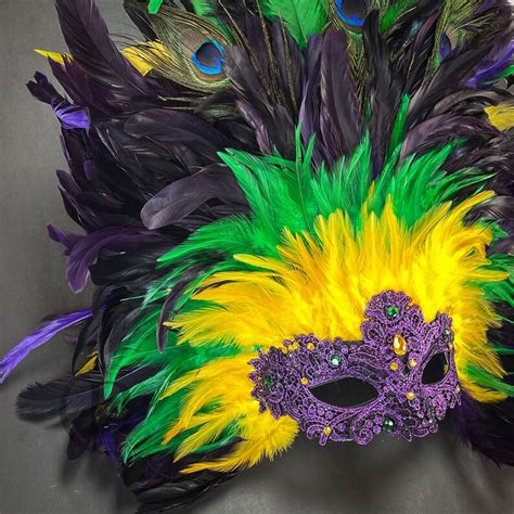 Mardi Gras Top Feather Masquerade Masks Venice Carnival - Etsy