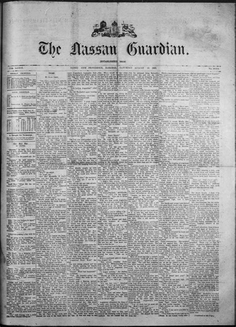 The Bahamas, The Nassau Guardian, 1849-1922, now online in the Digital Library of the Caribbean ...