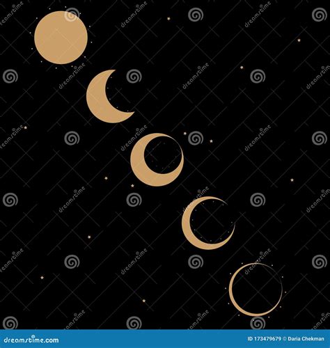 The Phases of the Moon Light Vector. Stock Vector - Illustration of night, crescent: 173479679