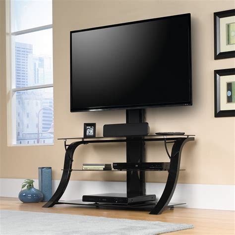 Sauder Panel TV Stand With Mount for TVs up to 50", Black Finish ...