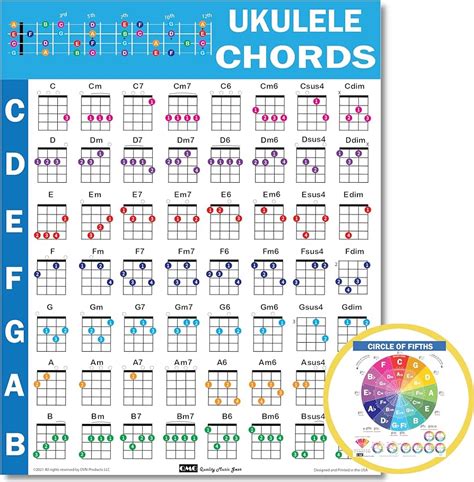 Beginner Ukulele Chords Poster, Easy Ukulele Chords Chart Poster ...