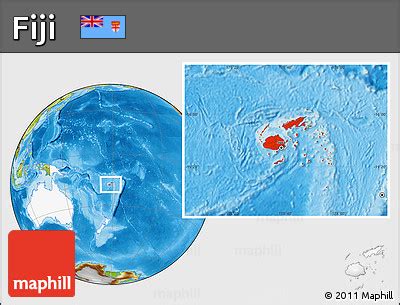 Free Physical Location Map of Fiji, highlighted continent