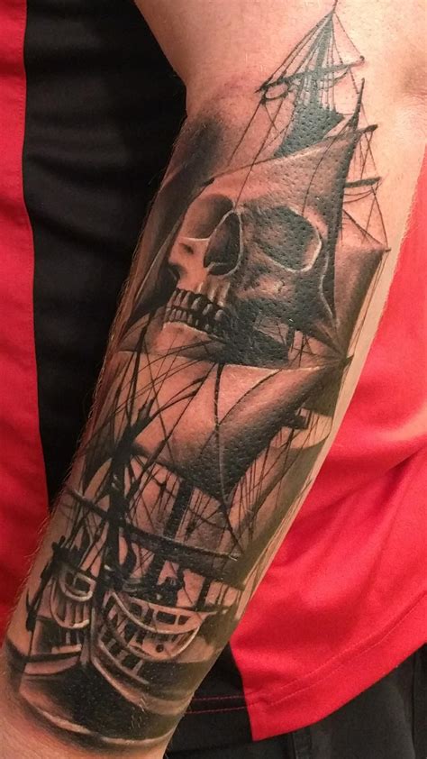 Sans skull Nautical Compass Tattoo, Nautical Tattoo Sleeve, Ship Tattoo ...