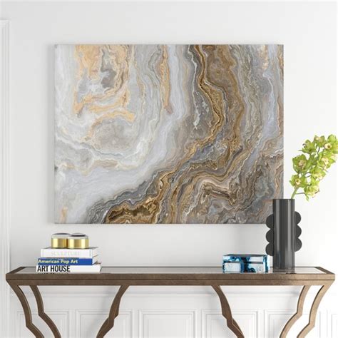 Etta Avenue™ White Marble With Curley Gray And Gold Veins - Wrapped ...