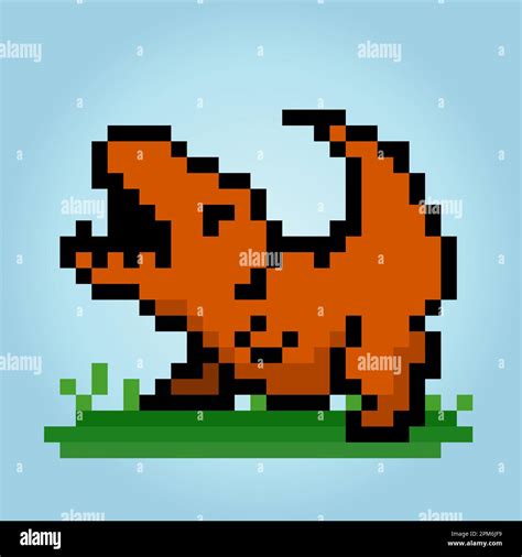 8 bit pixel t-rex dinosaurios. Animales en ilustraciones vectoriales ...