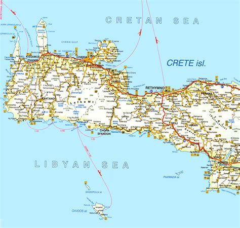 Crete maps, print maps of Crete, map of Chania or Heraklion