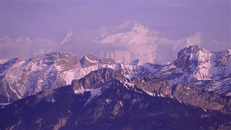 Free Photo: Purple Sunset over Mountains Landscape