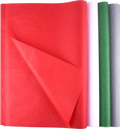 Amazon.com: FEPITO 100 Sheets Christmas Tissue Paper Gift Wrapping Paper Red Green Grey and ...