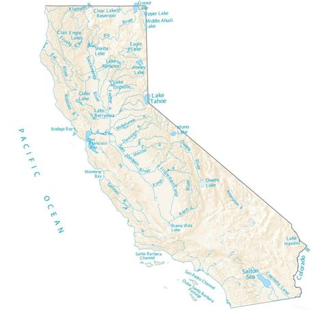 California Lakes and Rivers Map - GIS Geography