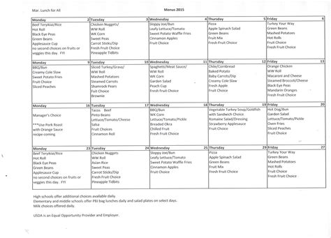 Lunch Menu - MANCHESTER HIGH SCHOOL