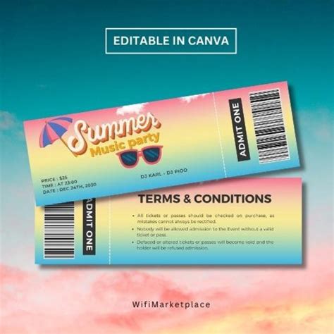 Concert Ticket Template Printable Event Ticket Surprise - Etsy