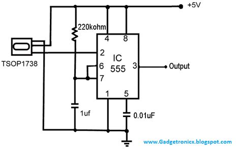 IR Infrared receiver circuit using IC 555 & TSOP1738 - Gadgetronicx