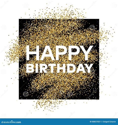 Gold Glitter Background with Happy Birthday Inscription Stock Vector - Illustration of fashion ...