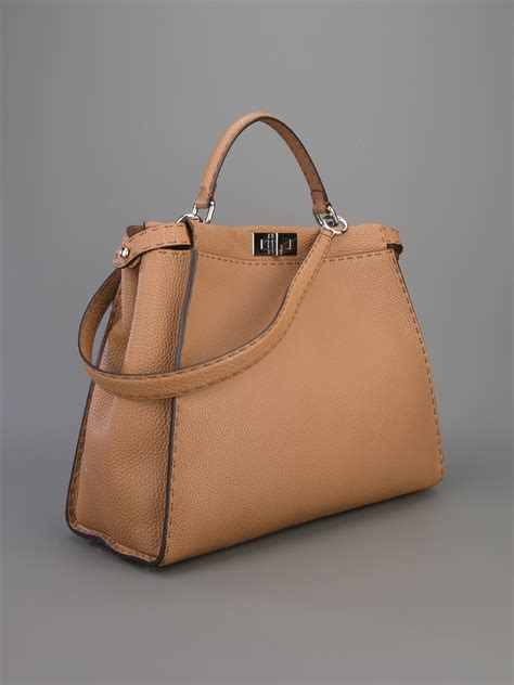 Fendi Selleria Peekaboo Tote Bag in Brown | Lyst