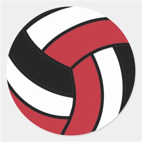 Dark Red and White Volleyball Classic Round Sticker | Zazzle.com