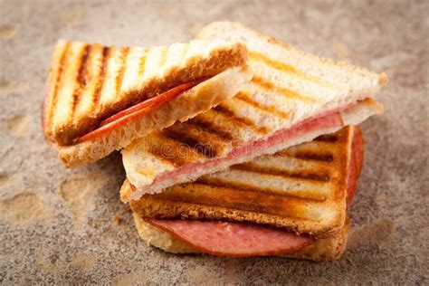 Toasted salami sandwich stock photo. Image of lunch, melted - 19139154