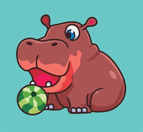 Premium Vector | Cute cartoon hippopotamus eating watermelon isolated ...