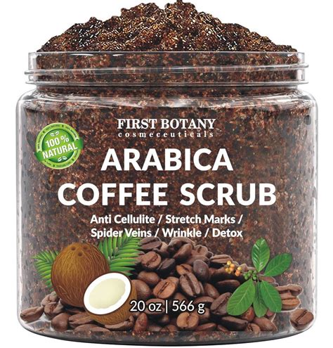 100% Natural Arabica Coffee Scrub with Organic Coffee, Coconut and Shea Butter - Best Acne, Anti ...