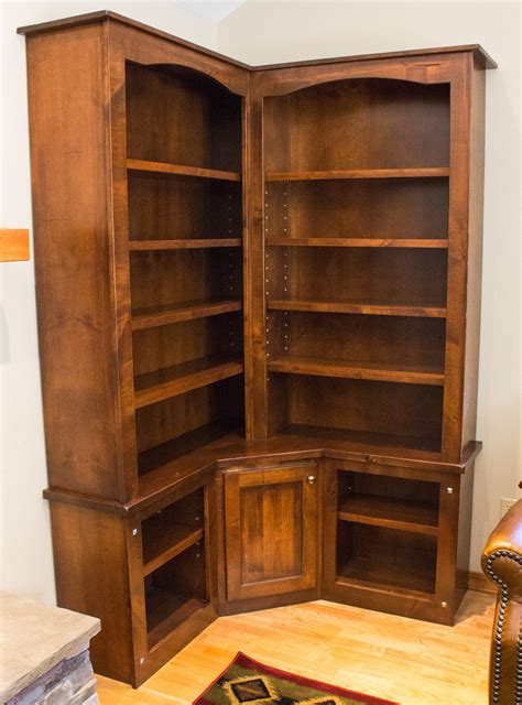 Handmade Rustic Alder Custom Corner Bookcase by Brushbacks Woodshop | CustomMade.com