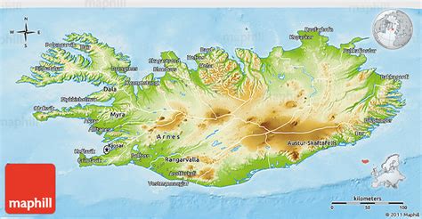 Physical 3D Map of Iceland