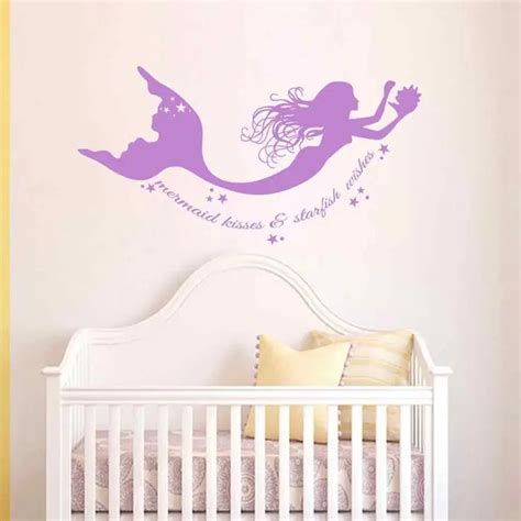 Aliexpress.com : Buy BATTOO Mermaid Wall Decals Quote Mermaid Kisses & Starfish Wishes Vinyl ...