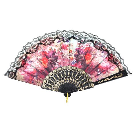 1Pcs Folding Hand Fan Spanish Flower Floral Fabric Lace Fans Dancing Wedding Party Decor ...