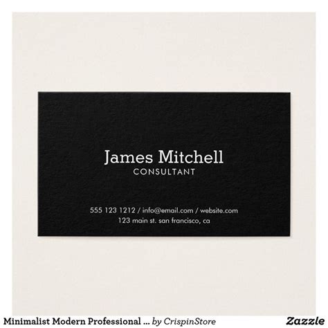 Minimalist Modern Professional Black Business Card | Minimalist business cards, Black business ...