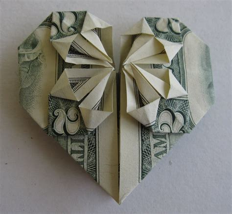 Heart-Shaped Origami | Three Wisdoms | Money origami, Dollar bill origami, Origami heart